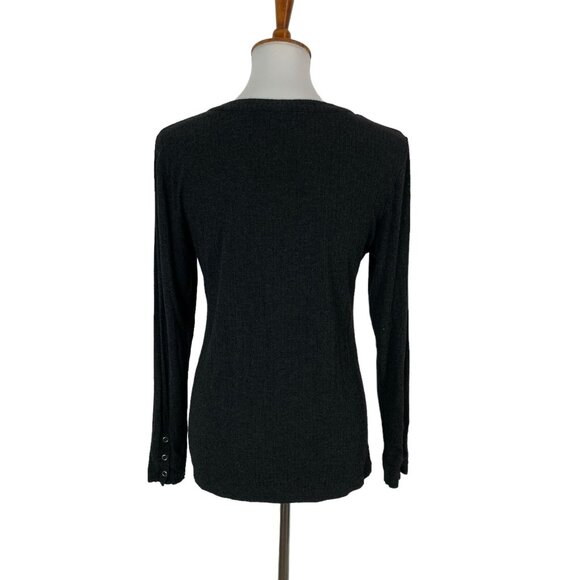 Market And Spruce Women Medium Gray Long Sleeve Tee Basic Cozy Minimalist - Picture 3 of 5